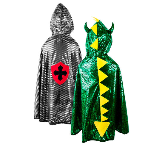 Disfraz capa reversible caballero y dragón - manodesantaoficial