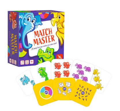 JUEGO DE CARTAS MATCH MASTER LUDILO Match Master, un juego loco y muy rápido se transforma con cada carta!  Gira las cartas en el mazo una por una y presta mucha atención a las ilustraciones: especie de animal, tonalidad y cantidad de veces que se repiten.