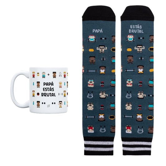 Kit Taza + Calcetines "Papá, Estás Brutal" - manodesantaoficial