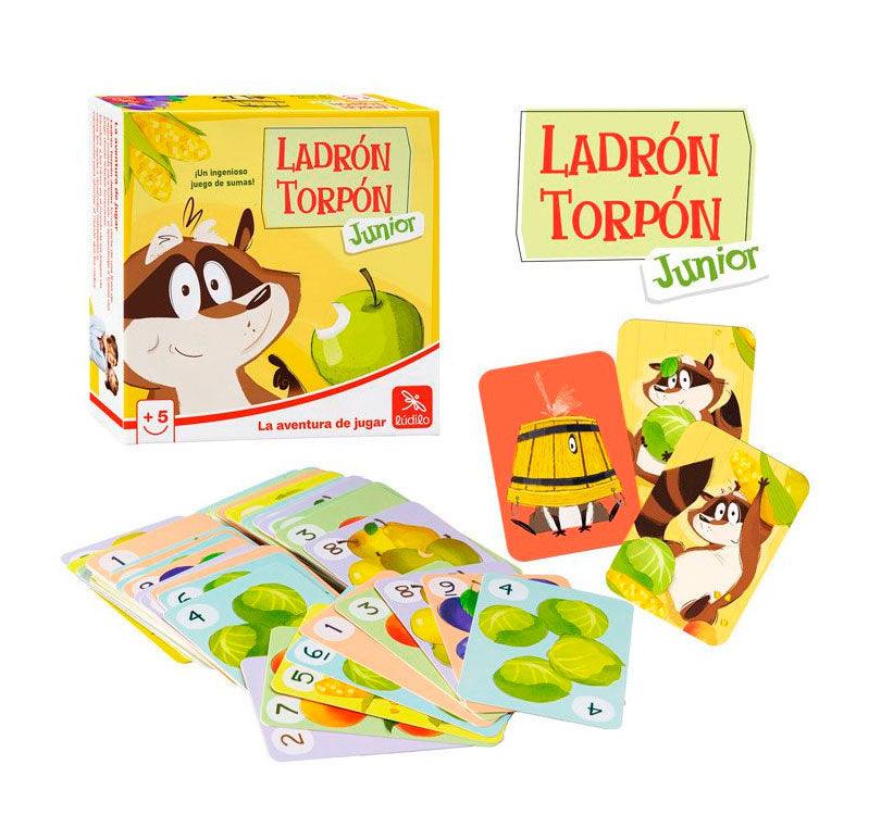 mini caja del juego  juego "El Ladrón de Comida"! Este pillo ha mezclado nuestra comida, y ahora es tu misión agrupar las cartas de comida sumando números hasta llegar a 10. ¡Pero ten cuidado!