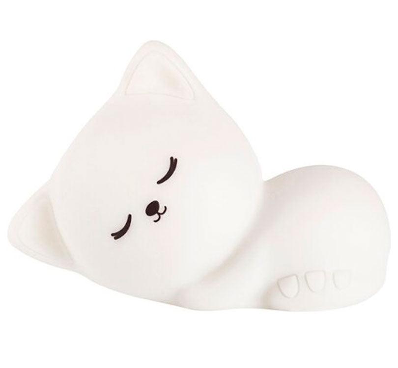 lampara blandita quita miedos de silicona con forma de gatito recostado de la marca Little L