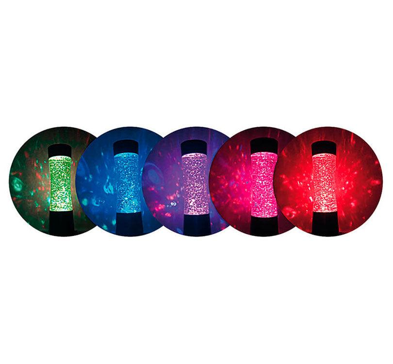 colores variados de la lamparilla de la calma de tamaño pequeño en color Turquesa con purpurina y luces led de colores variados