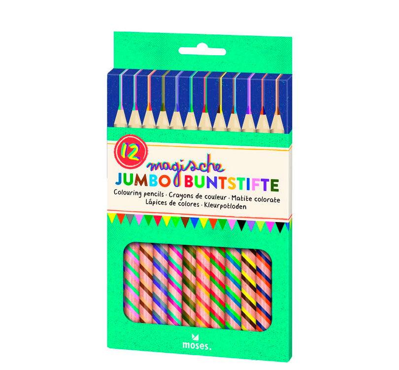 ¡Desata tu creatividad con nuestros lápices jumbo de doble color! Pinta con colores sorprendentes y crea combinaciones mágicas con las puntas a doble color ¿ un éxito asegurado para nuestros pequeños artistas!