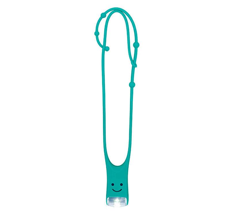 luz de lectura colgante Lese Buddy con forma de monstruo en color turquesa