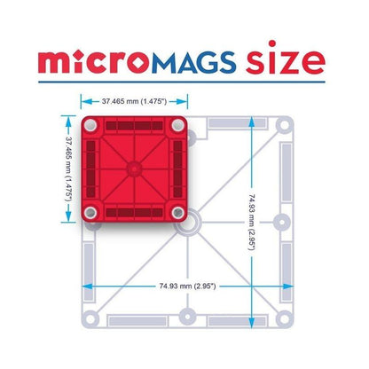 Magna-Tiles MicroMags Travel Set - manodesantaoficial Incluye 26 piezas magnéticas ultrarresistentes y seguras, fabricadas en plástico MABS no tóxico, completamente libres de BPA, ftalatos y látex. Todo viene guardado en un práctico estuche de viaje, para que la creatividad de tus peques nunca se quede en casa. Además, es 100% compatible con cualquier otro set Magna-Tiles®.