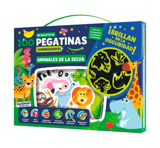 Maletin 100 pegatinas reposicionables luminiscentes Animales - manodesantaoficial