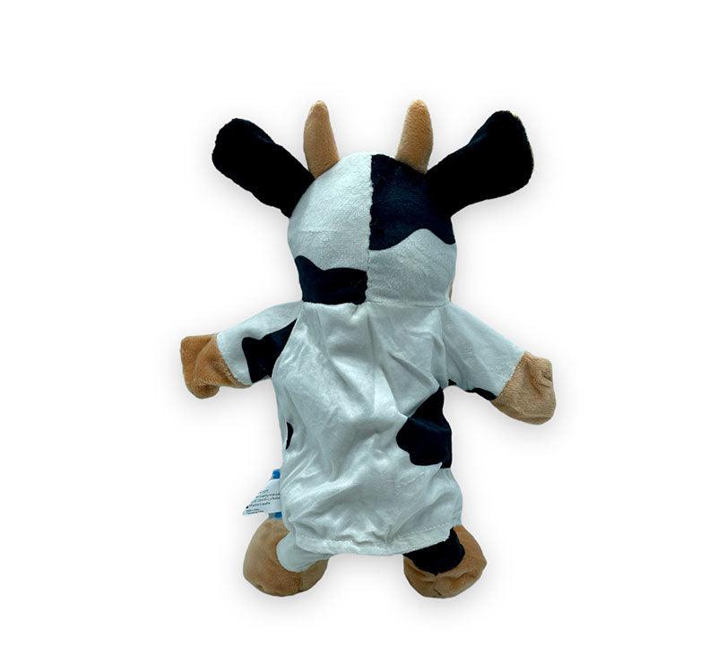 Mrioneta de mano megan la vaca con estampado de vaca negra y blanca de la marca mabapu espalda