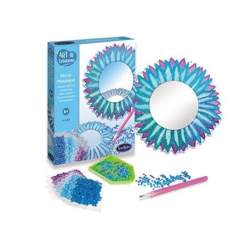 Mosaico Diams Espejo plumas azules - manodesantaoficial