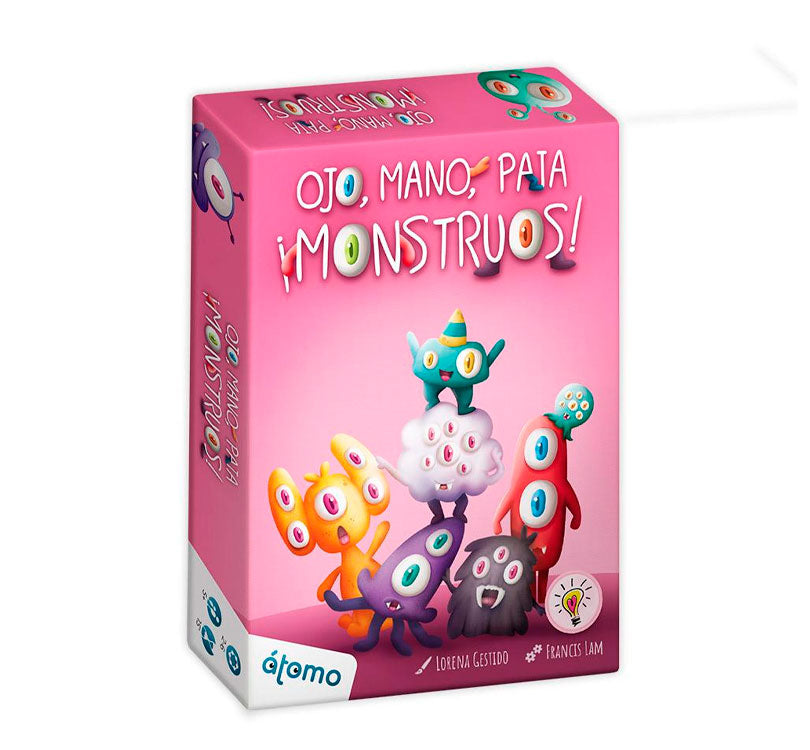 Ojo Mano Pata MOnstruos Descubre un divertido juego que pondrá a prueba tu capacidad de observación, ¡y de cálculo! Observa tus monstruos y presta atención a la carta desafío, porque quien primero encuentre la respuesta será quien gane atomo games