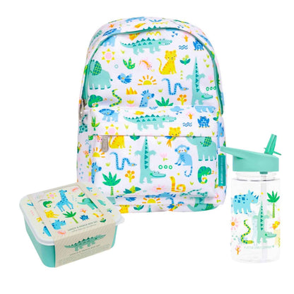 Pack vuelta al cole JUNCLE con mochila infantil botell de tritan y 4 cajs de almuerzo
