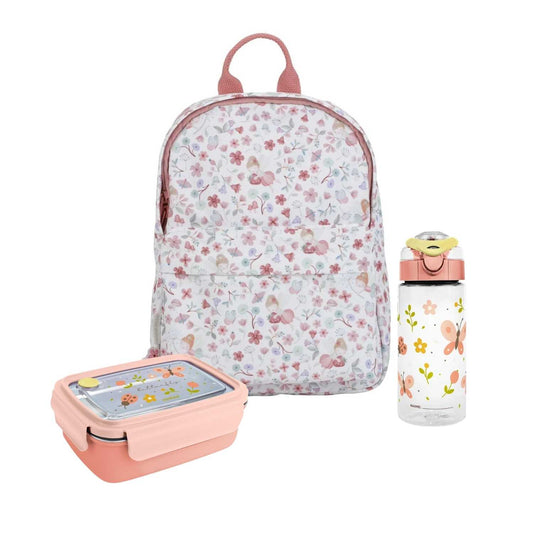 Pack Exclusivo Vuelta al Cole en Mano de Santa: Mochila Little Dutch + botella antiderrames 500ml y fiambrera de acero Miniland. ¡Todo para el cole en 1 clic!