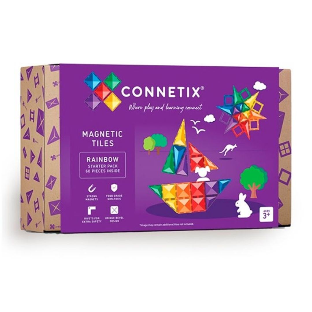 pack starter 60 piezas magneticas rainbow connetix caja