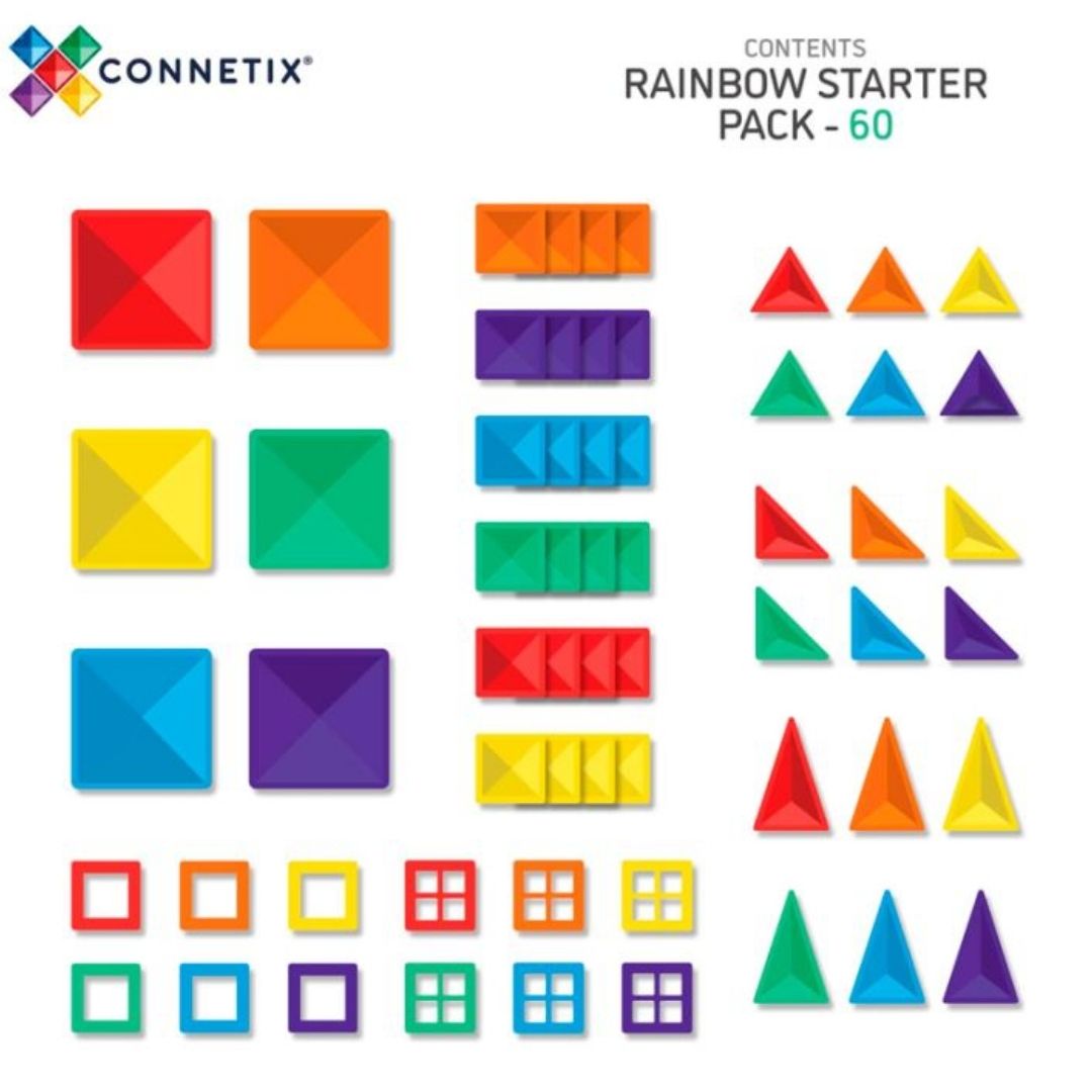 pack starter 60 piezas magneticas rainbow connetix contenido
