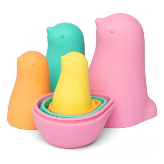 Pajaritos de silicona apilables tipo Matrioskas Arcoiris - manodesantaoficial
