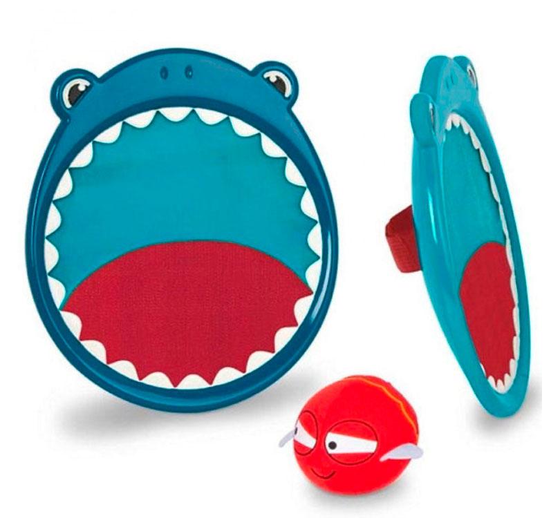 palas atrapa bolas de velcro acuático con forma de tiburón y pelotas de tela con forma de pez marino de la marca B you