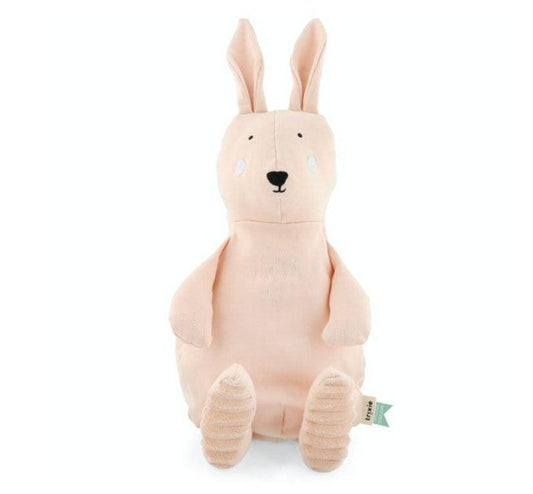 Este adorable Conejo querrá ser muy abrazado por tus peques ¡Es tan adorable!  En un color rosa suave que es una fuente de abrazo constantes, ideal para los peques de la casa, muy gustoso al estar hecho de algodón orgánico. ¡Y los piececitos en pana gruesa son el toque mágico! marca trixie conejo rosa suave grande