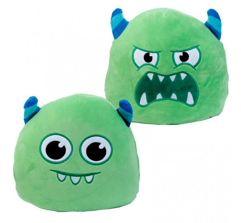  peluche reversible monstruito verde.Es ideal como cojín infantil, tejido muy blandito.