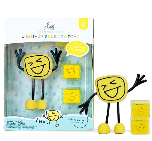 Personaje + 2 Cubos de luz sensoriales para el baño - AMARILLO - manodesantaoficial