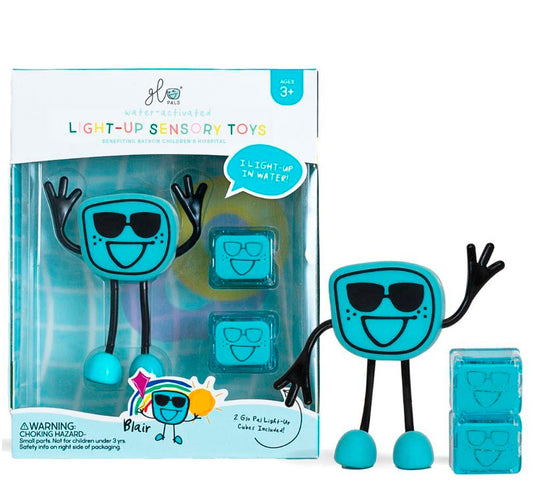 Personaje + 2 Cubos de luz sensoriales para el baño - AZUL - manodesantaoficial