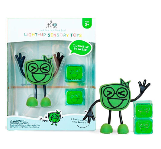 Personaje + 2 Cubos de luz sensoriales para el baño - VERDE - manodesantaoficial