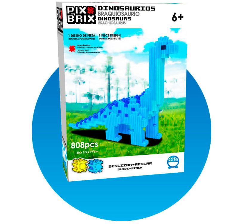 caja de Pix Brix para hacer branquiosaurio en color azul con 808 piezas