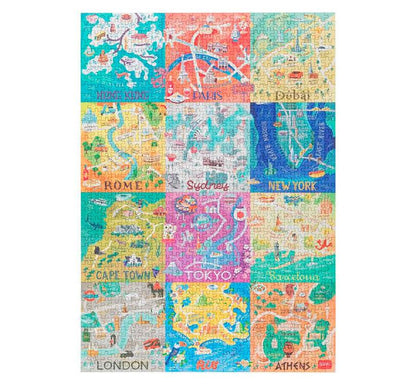 Puzzle Ciudades del mundo de 1000 piezas!  Sus piezas de alta calidad, los detalles holográficos, y el poster de ejemplo, hacen de este puzzle un súper regalo para los amantes de los puzzles. marca Legami general