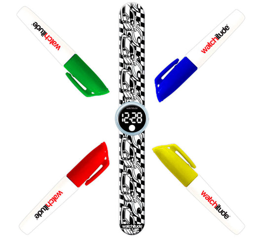 Reloj digital infantil Slap coloreable Coches - manodesantaoficial