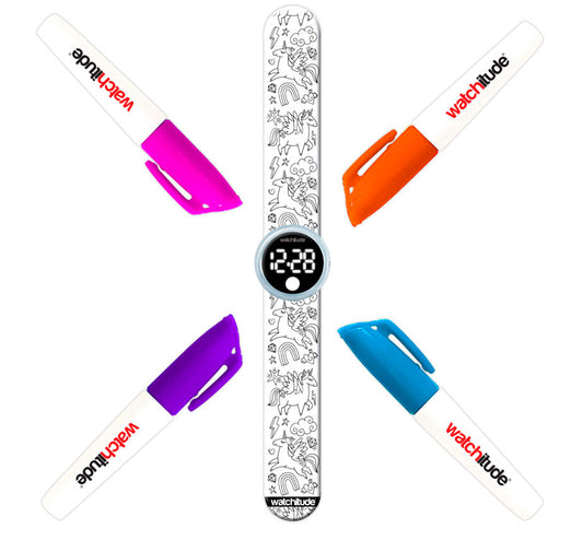 Reloj digital infantil Slap coloreable Unicornios - manodesantaoficial