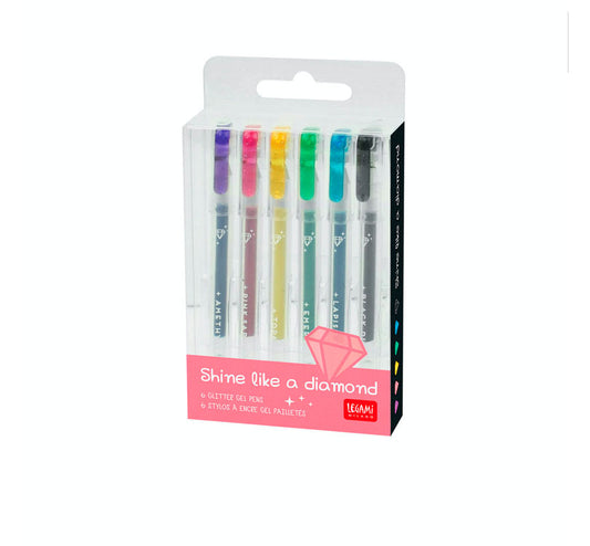Set 6 Mini bolígrafo purpurina - manodesantaoficial