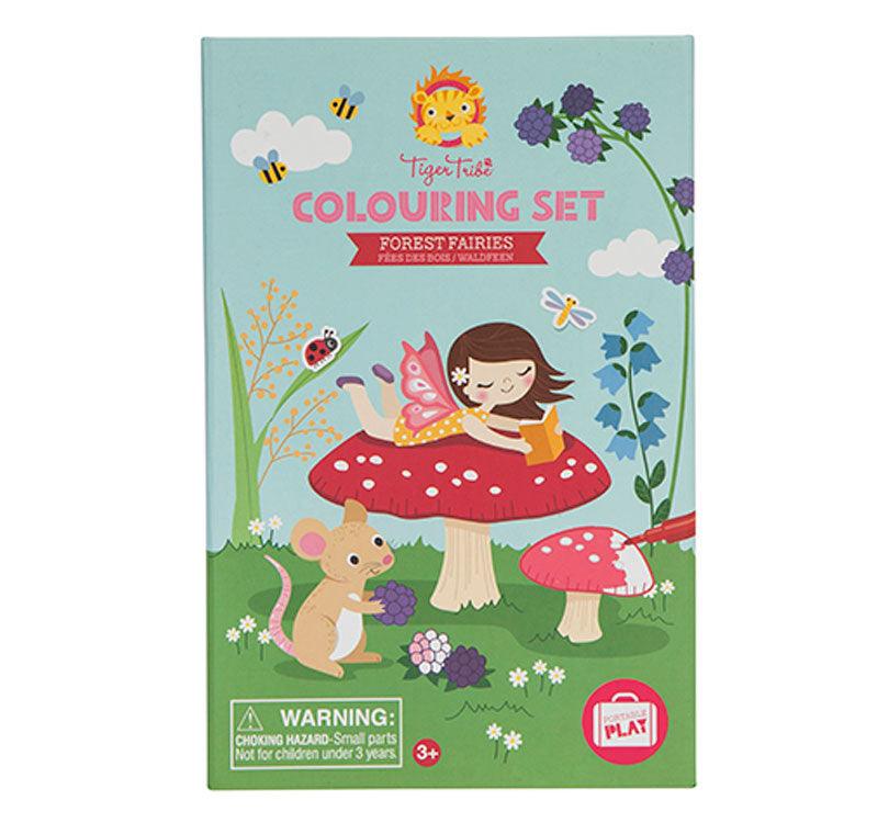 Este kit lo tiene todo para la máxima diversión : rotuladores para pintar, decora con pegatinas y bloc de laminas para decorar y colorear. Explora, colorea y decora todas las hadas y criaturas del bosque encantado con el juego de colorear de Tiger Tribe. caja