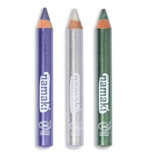 Set de 3 lápices Brillo VIOLETA-PLATA-VERDE con purpurina - manodesantaoficial