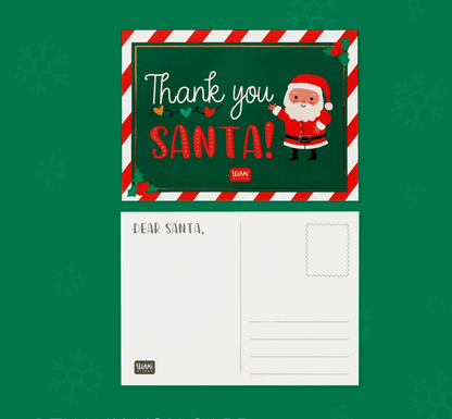 Kit para Escribir la Carta a Papá Noel Dear Santa de Legami. Escribe todo lo que deseas encontrar bajo el árbol en las 3 cartas en blanco, mételas en el sobre temático, añade la postal para darle las gracias a Papá Noel y decóralo todo con las pegatinas  set de Legami postal de agradecimiento