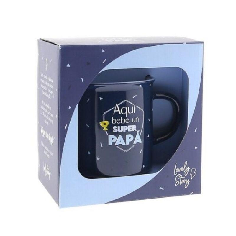 Taza Vintage 430 ml Aquí bebe un Súper Papá - manodesantaoficial