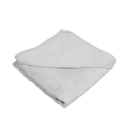 🛁 Capa de Baño de Bambú: Toalla de alta absorción y textura sedosa en un elegante tono gris, ideal para secar delicadamente la piel del bebé después del baño.