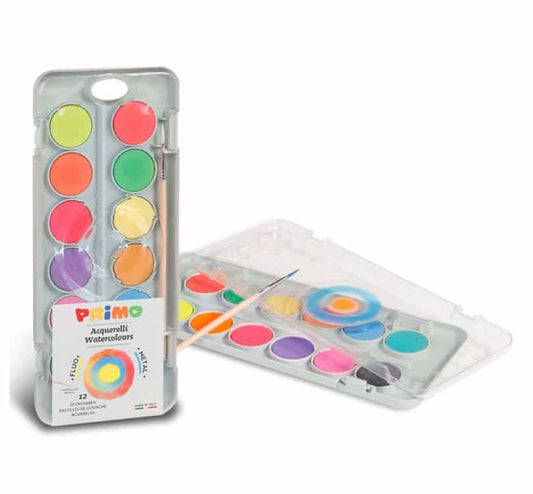 Acuarelas fluometal 12 colores Primo - manodesantaoficial