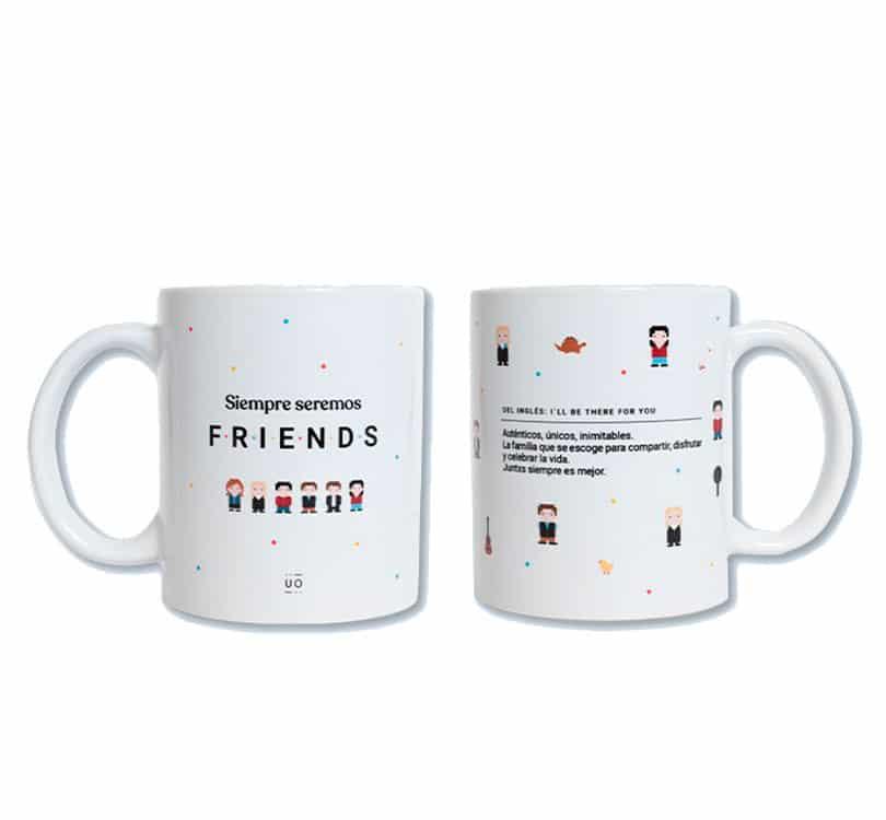 detalle de la taza siempre seremos Friends con el texto a derecha e izquierda